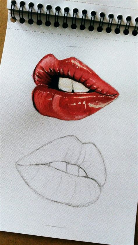 How To Draw Anime Lipstick Lips Drawing Watercolor Lip Drawings
