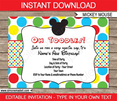 mickey mouse invitation template  concept
