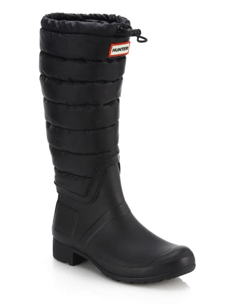 lyst hunter original quilted rain boots  black