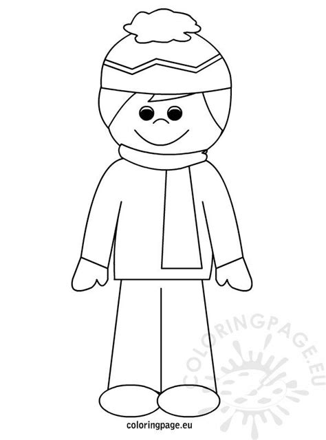 boy  winter outfit coloring page