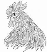 Coloring Pages Chicken Rooster Adult Zentangle Choose Board Farm Animal sketch template