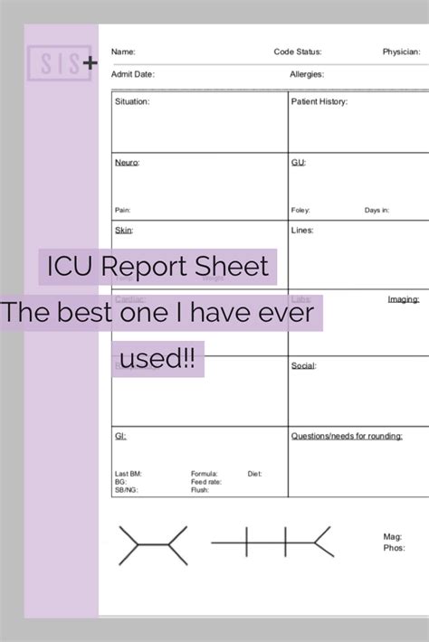 icu report sheet printable