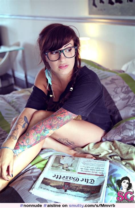 Aisline From Suicidegirls Brunette Pierced Glasses Tattoo