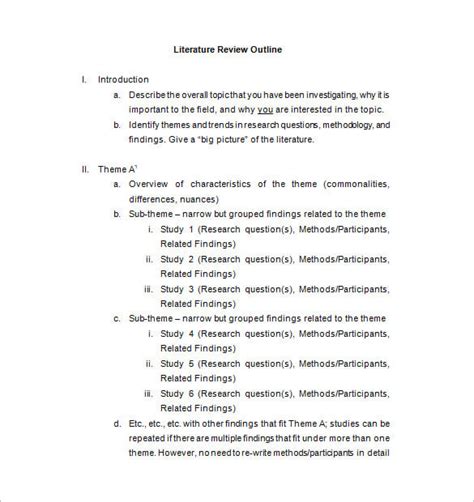 literature review template microsoft word