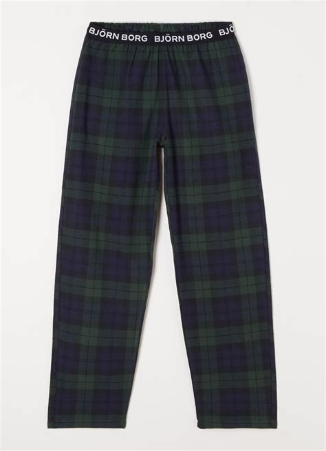bjoern borg pantalon de pyjama  carreau  logo de bijenkorf