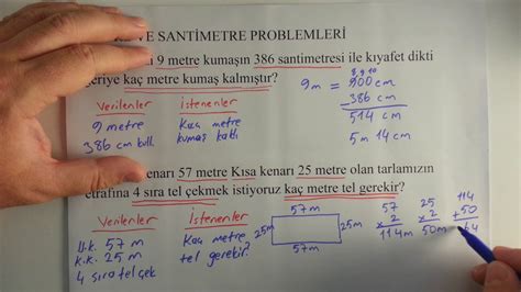 sinif metre ve santimetre problemleri  youtube