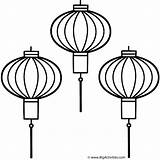 Chinese Year Lantern Lanterns Coloring Color Drawing Pages Print Clipart Bigactivities Activity sketch template