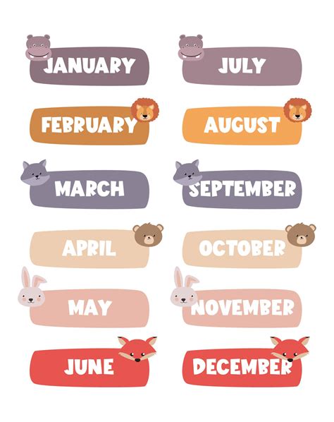 images   printable month names months   year labels