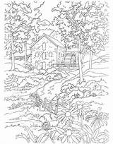 Adults Scenery Coloriage Paysage Country Dover Dessin Doverpublications Embroidery Coloringideas sketch template