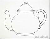 Teapot Tea Templates Coloring Teacup Drawing Cups Simple Painting Cup Book Pages Embroidery Applique Pattern Step Clipart Template Paper Designs sketch template