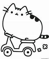 Coloring Cat Pusheen Scooter Pages Printable sketch template