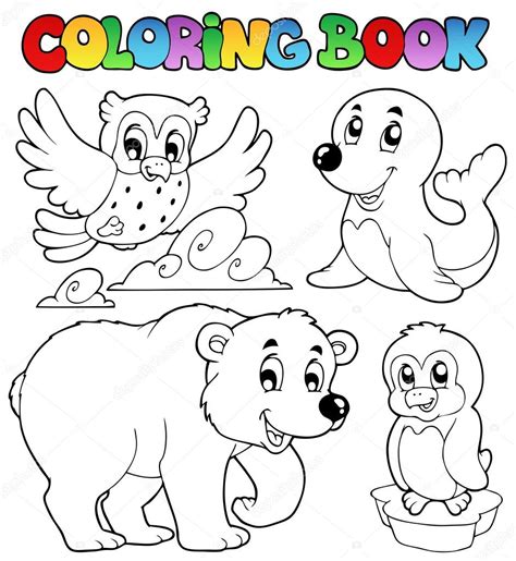 coloring book happy winter animals stock vector  clairev
