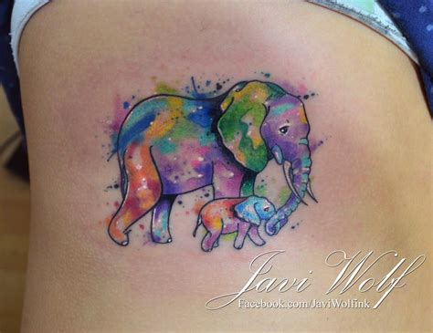 watercolor elephant tattoo tattooed by javiwolfink trendy tattoos