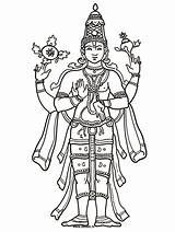 Vishnu Drawing Coloring Gods Pages Sketch Hindu Drawings Hinduism Colouring God Lord Temple Outline Shiva Indian Line Preserver Buddhist Trimurti sketch template
