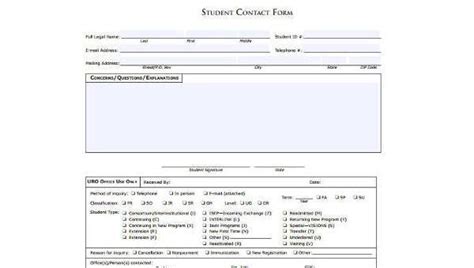 sample student contact forms   ms word parent contact form parent contact