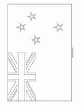 Flag Zealand Coloring Printable Print sketch template