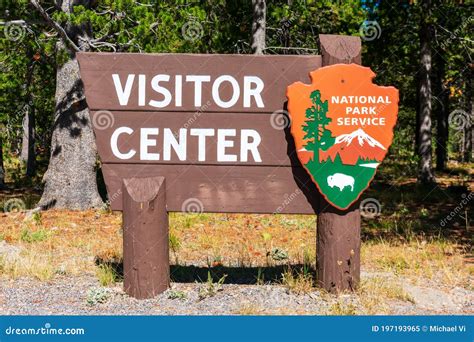 visitor center sign  national park service arrowhead insignia