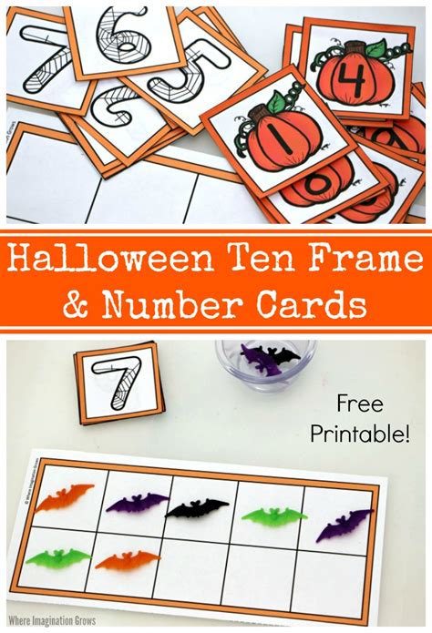 halloween ten frame number cards printable  imagination grows