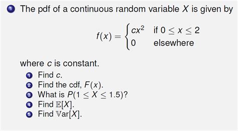 continuous random variable  expected  variance