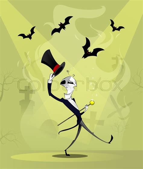 fun character dancing skeletons with cane and cylinder