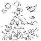 Vogelhuisje Vogelhuisjes Kleurplaat Vogels Zwaaiende Kleurplaten sketch template