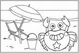Coloring Crab Umbrella Cartoon Beach Pages Twelve Cute Kids sketch template