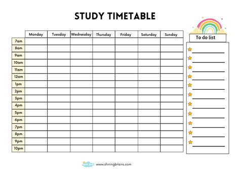 study timetable template  students  timetable template printable