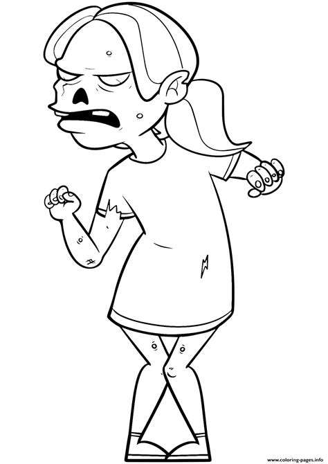 evil zombie girl coloring page printable