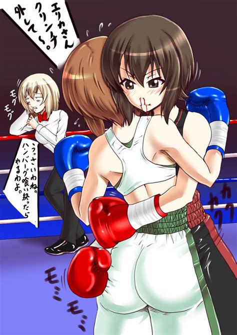 rule 34 3girls ass ass grab boxing boxing gloves boxing ring brown