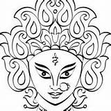 Durga Navratri Outline sketch template