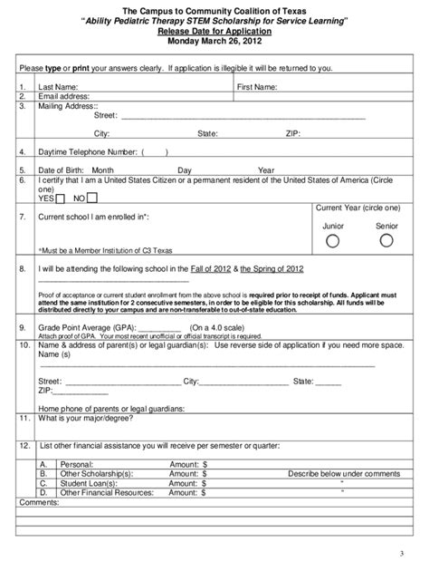 blank scholarship application fill  printable fillable blank