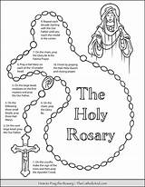 Rosary Coloring Pray Pages Color Kids Print Catholic Mary Children Mysteries Kid Rosaries Their sketch template