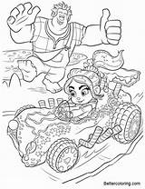 Ralph Wreck Coloring Pages Vanellope Racing Printable Adults Kids sketch template