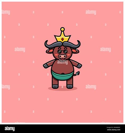 Cute Buffalo With Crown Vector And Illustration Stock Vector Image