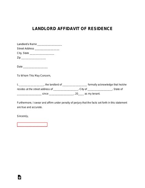 landlord proof  residency letter  word eforms