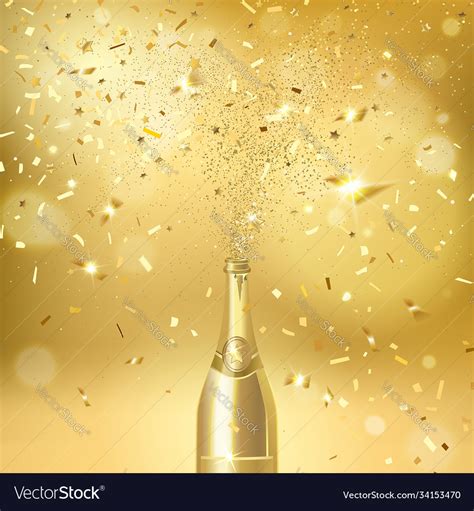 champagne bottle   gold background royalty  vector