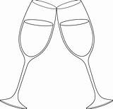 Champagne Glass Clip Clipart Wedding Glasses Wine Toasting Drawing Outline Line Cliparts Sweetclipart Champaign Pages Template Transparent Collection Bottle Flute sketch template