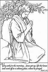 Jesus Praying Colouring Religious Drawing Sermons4kids sketch template