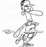 Baseball Striking Coloring Cartoon Vector Batter Outline Ron Leishman Royalty sketch template