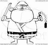 Weapons Cartoon Chubby Ninja Man Clipart Thoman Cory Outlined Coloring Vector 2021 sketch template