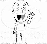 Grandpa Cartoon Waving Happy Coloring Clipart Outlined Vector Thoman Cory Royalty Clipartof sketch template