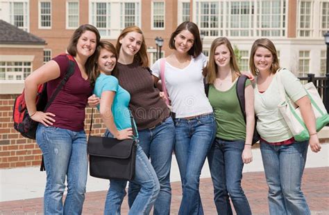 Group Of College Girls Stock Image Image Of Female Group 9332043