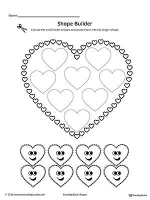 geometric shape builder worksheet heart worksheetcut   heart