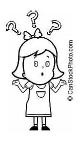 Girl Confused Cartoon Vector Clipart Shrug Kid Child Illustration Illustrations sketch template