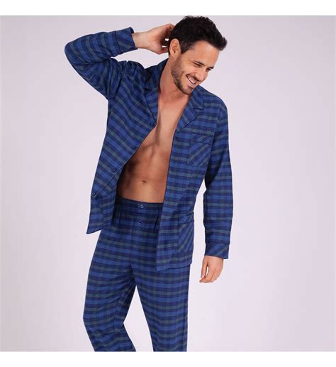 pyjama long boutonne homme heritage eminence en bleu pour homewear  sous vetements galeries