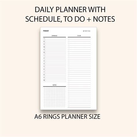 planner inserts  inserts  daily insert printable etsy