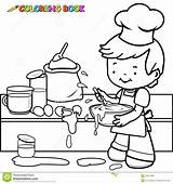 Cooking Kitchen Coloring Boy Making Mess Messy Vector Outline Pages Illustration Clipart Kids Little Stock Book Illustrations Clip Vectors Google sketch template