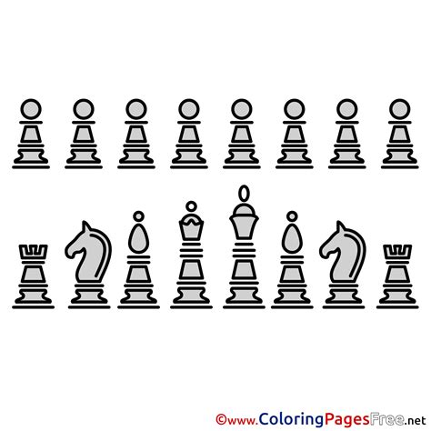 chess pieces  kids printable colouring page