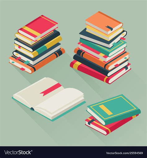 flat pile books stacked textbooks study royalty  vector