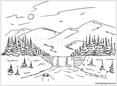 mountain landscape coloring pages printable coloring pages